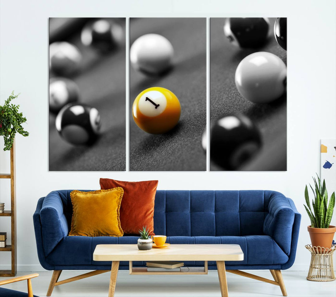 Black and White Concept Billiard Balls Canvas Print