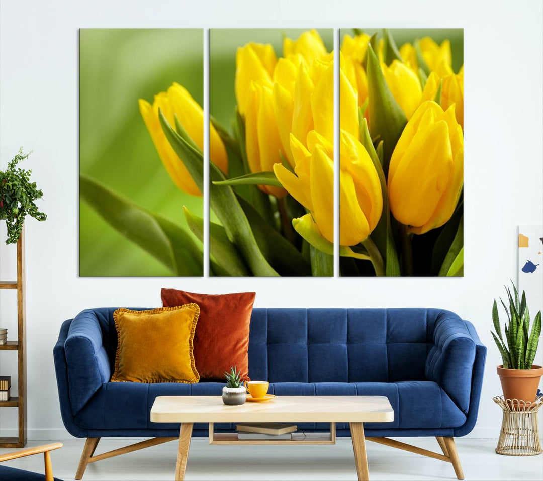 Art mural tulipes jaunes Impression sur toile