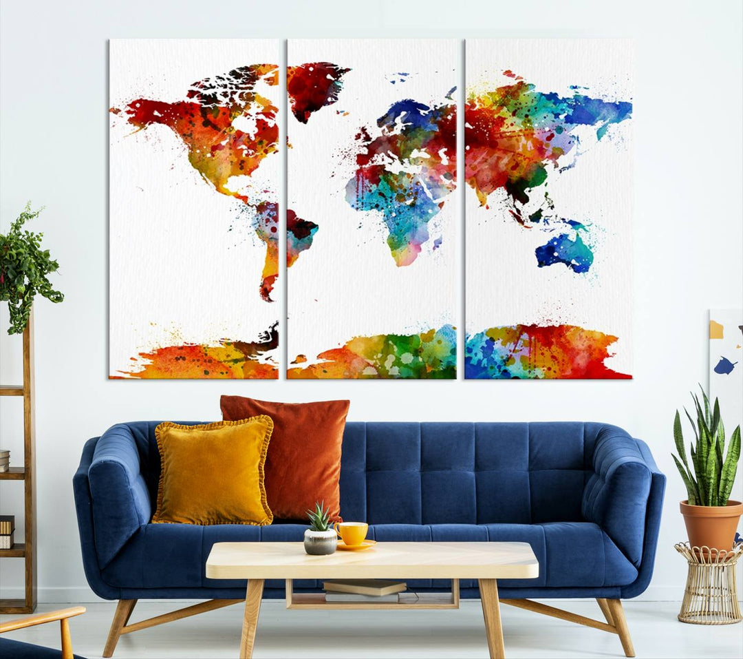 Watercolor World Map Canvas Print