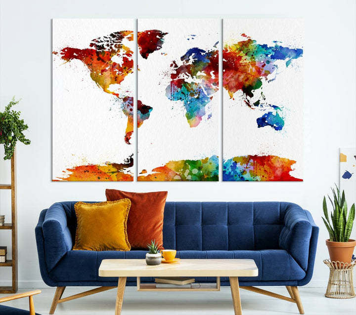 Watercolor World Map Canvas Print