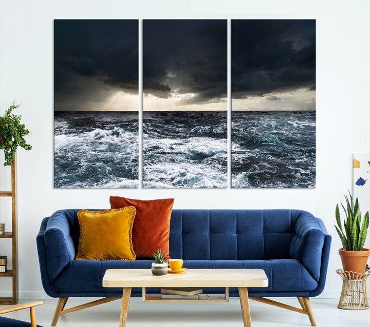 Ocean and Storm Canvas Art Print Hanging Great Print Ocean and