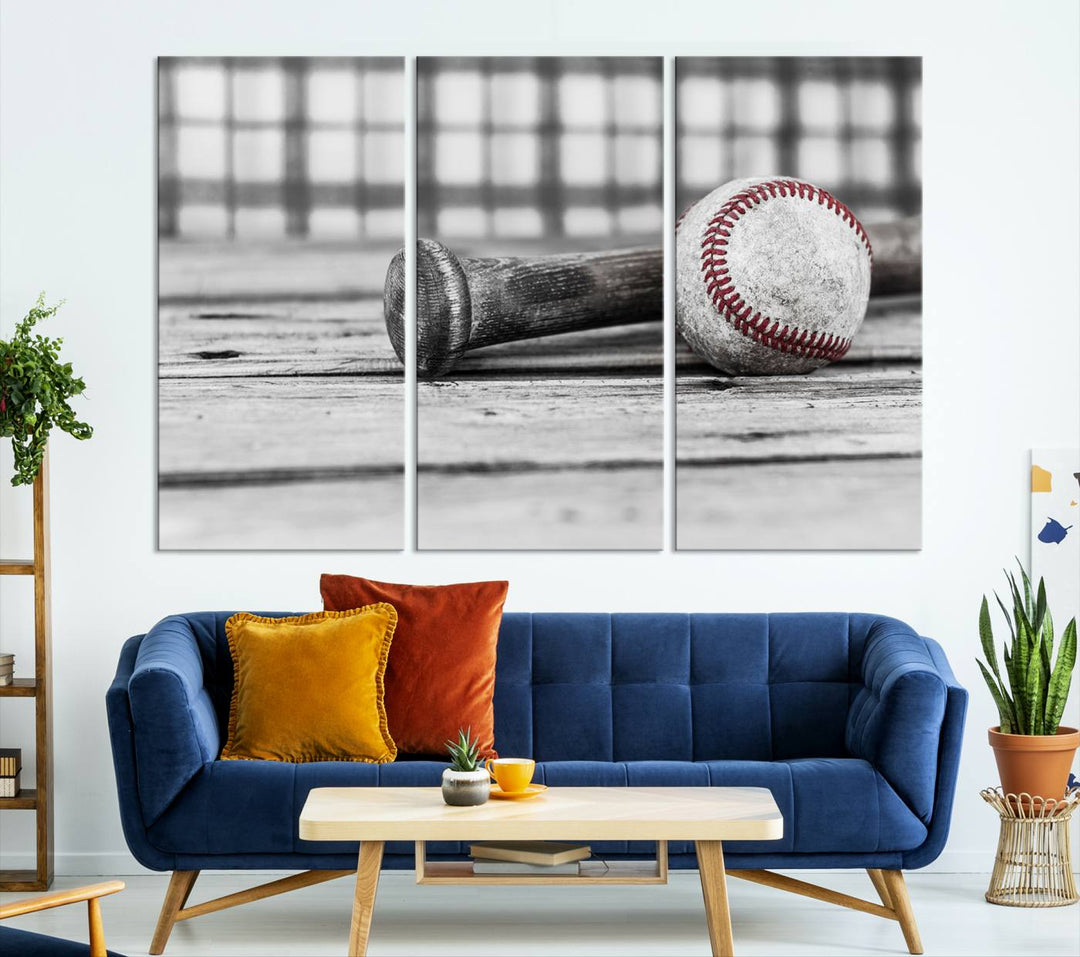 Impression d'art mural sur toile de baseball vintage