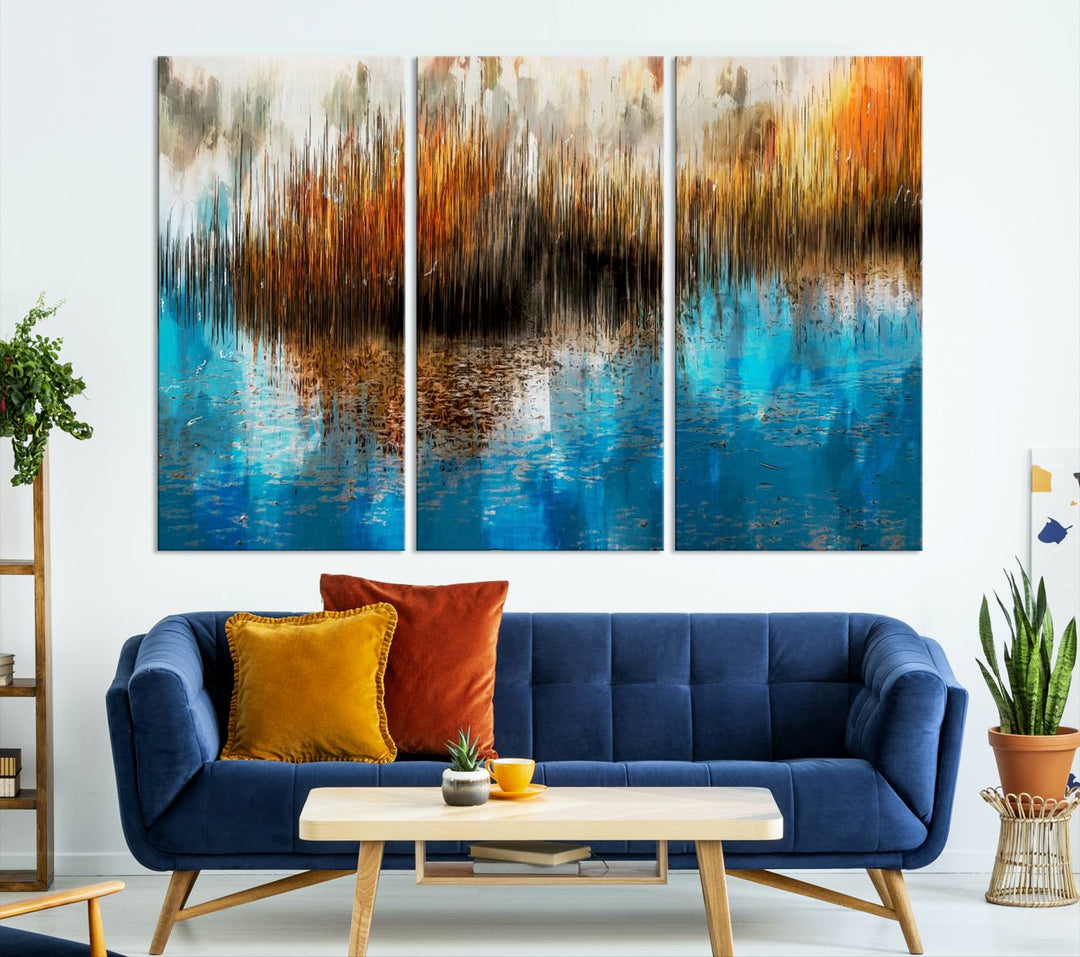 Restful Landscape Art Abstract Lake Canvas Print Wall Art