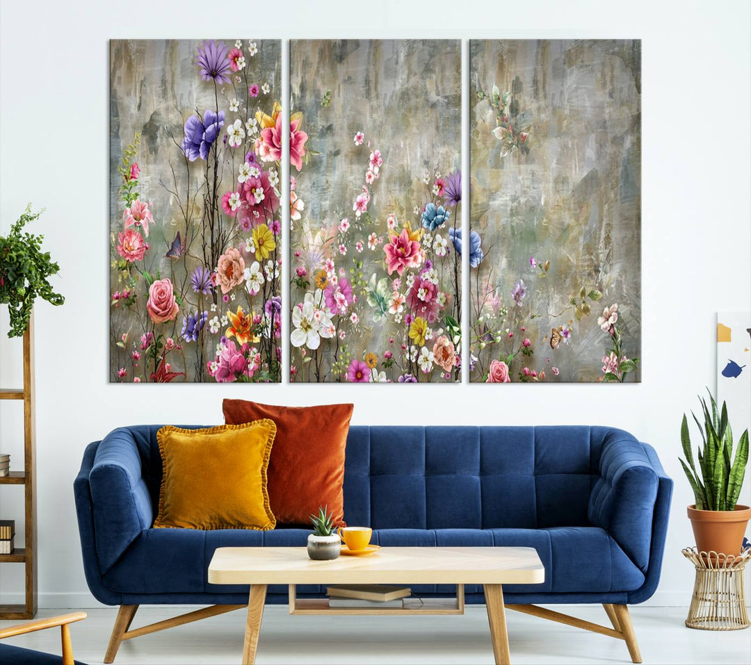 Cozy Flowers Painting on Canvas Wall Art Floral Canvas Print