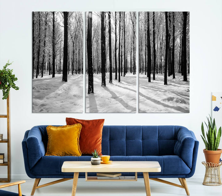 Wall Art Winter Forest Poplar Trees Canvas Print