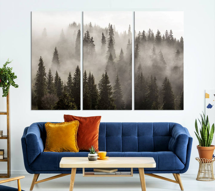 Foggy Forest Wall Art Canvas Print