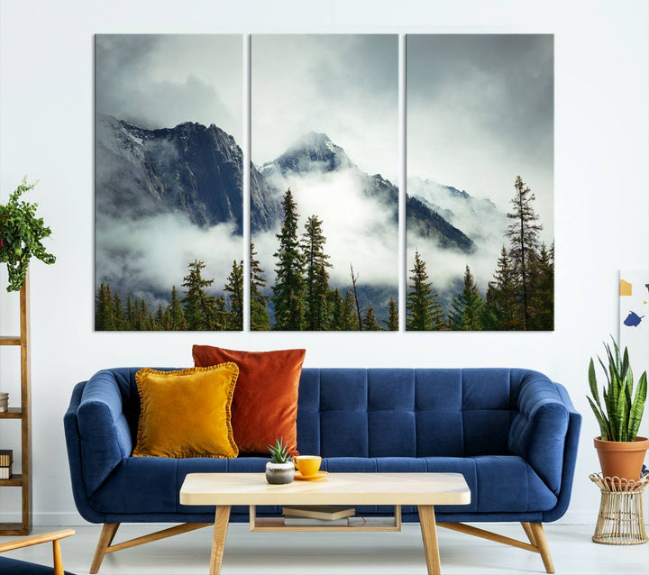 Misty Mountain Forest Wall Art Canvas Print