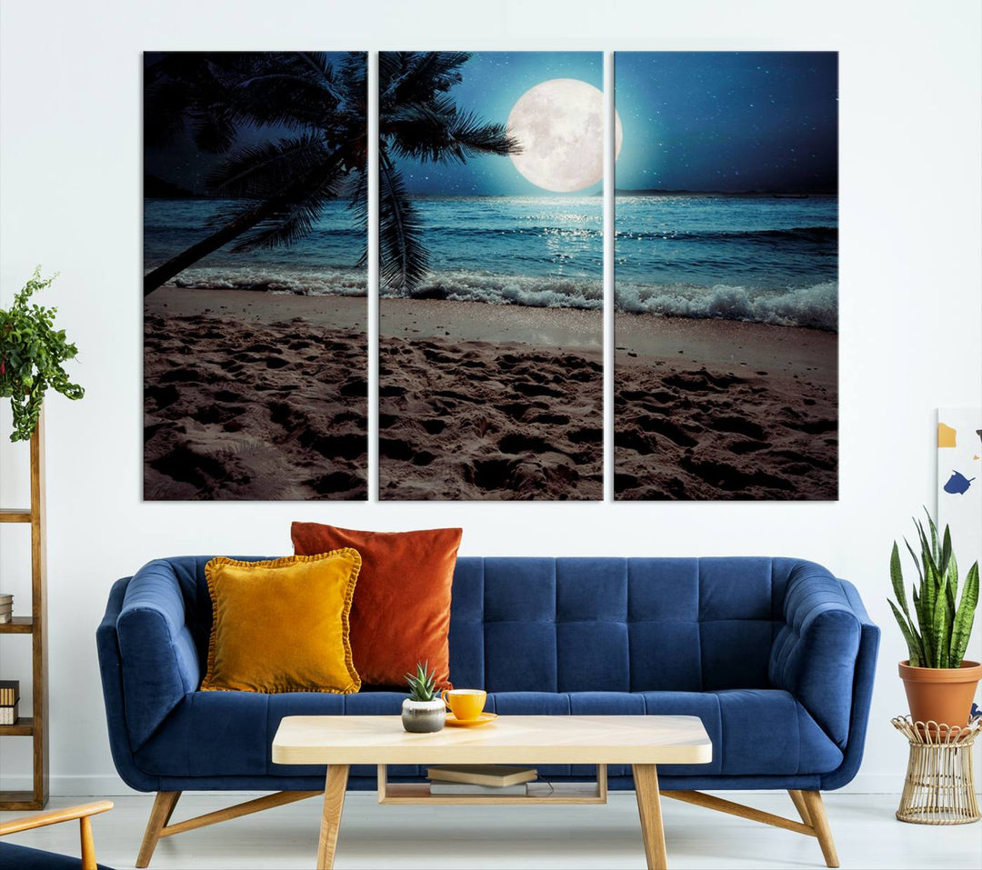 Moonglade Coastal Palm Tree Wall Art Canvas Print