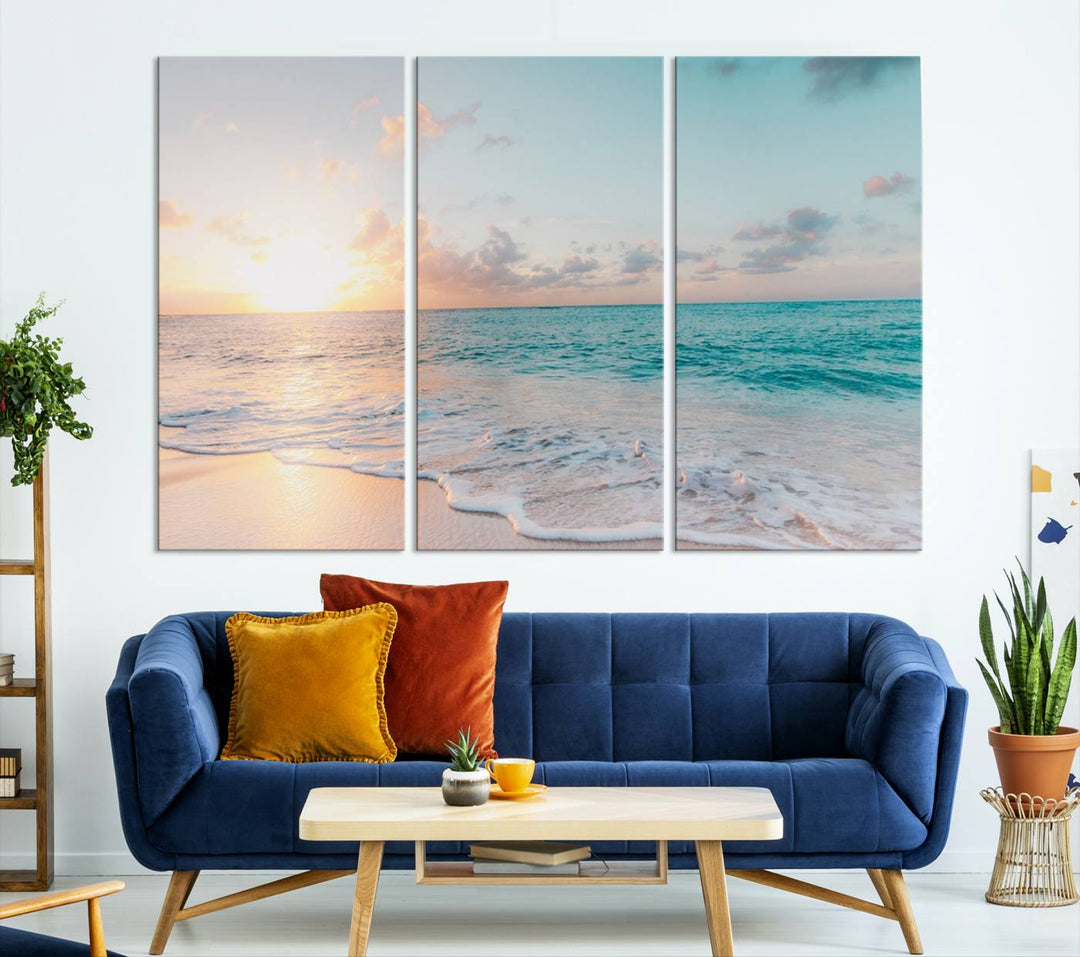 Sunset Beach Art Ocean Vibes Art mural Impression sur toile