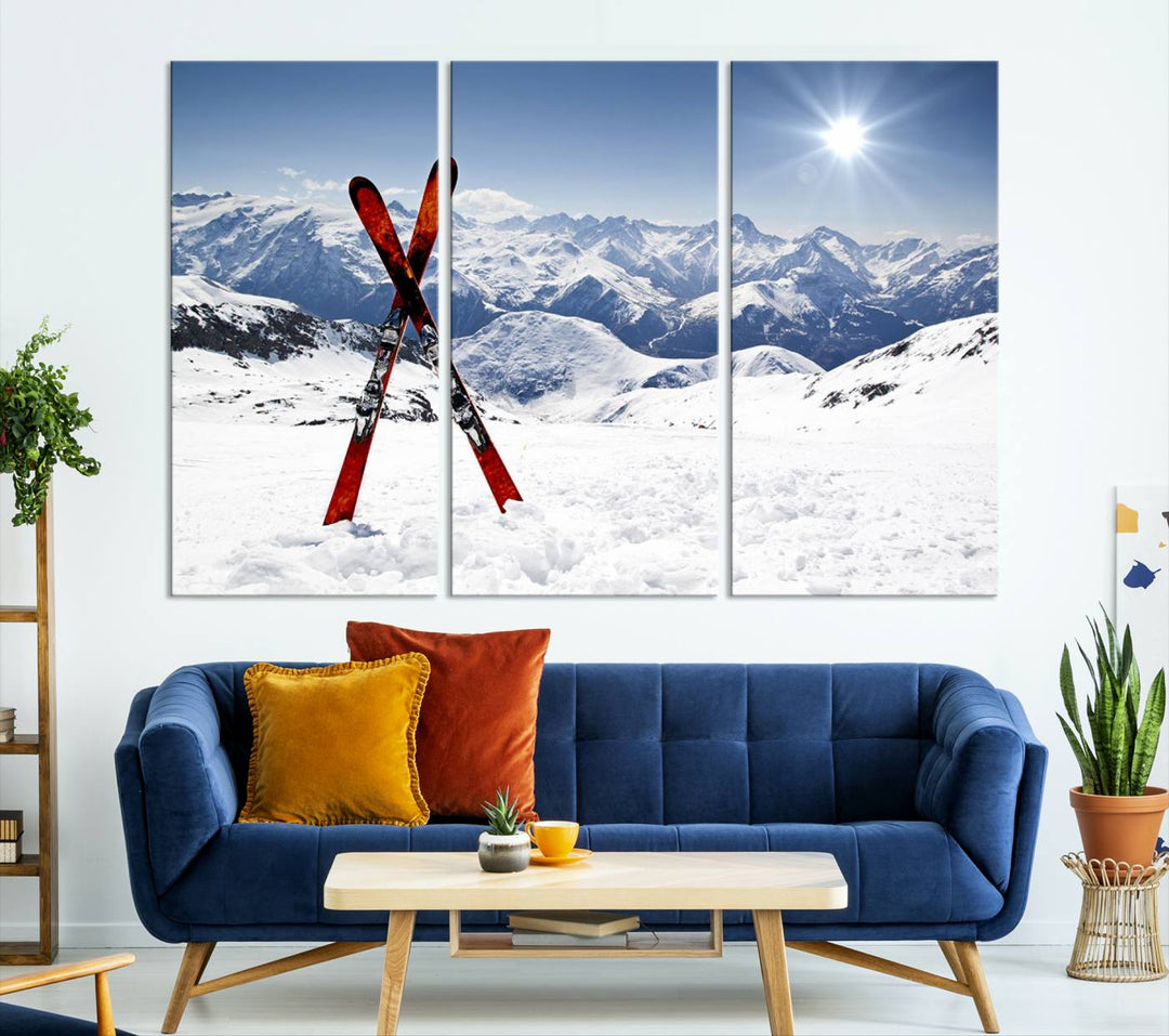 Snow Mountain Wall Art Canvas Print, Snowboard Sport Wall Art