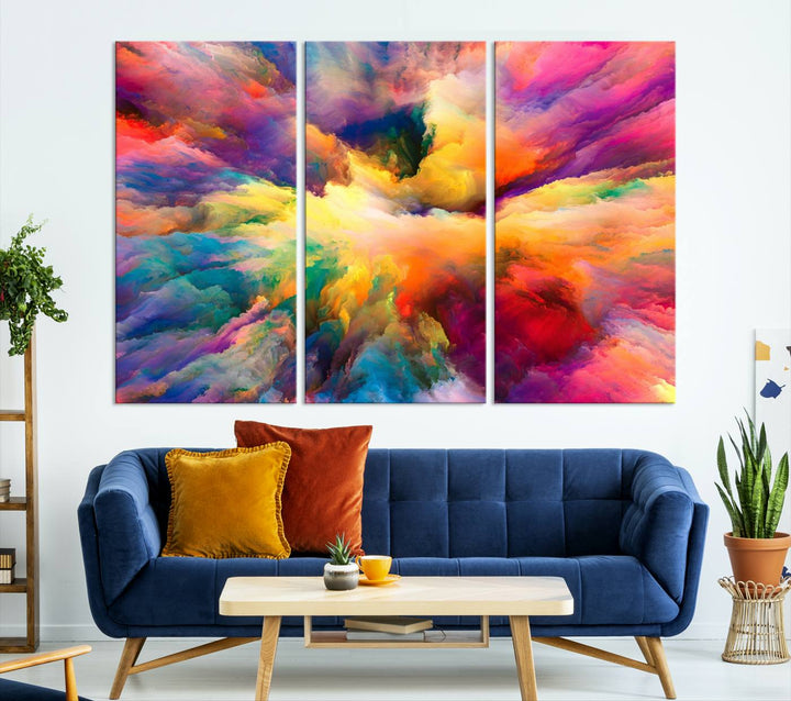 Art mural en forme de nuage de couleurs vibrantes flamboyantes Impression sur toile