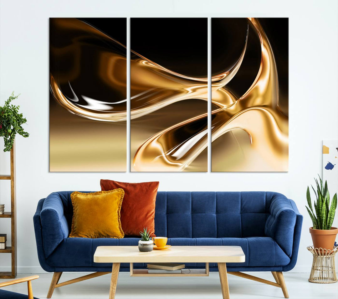 Liquid Glittered Luxury Gold Canvas Wall Art Print