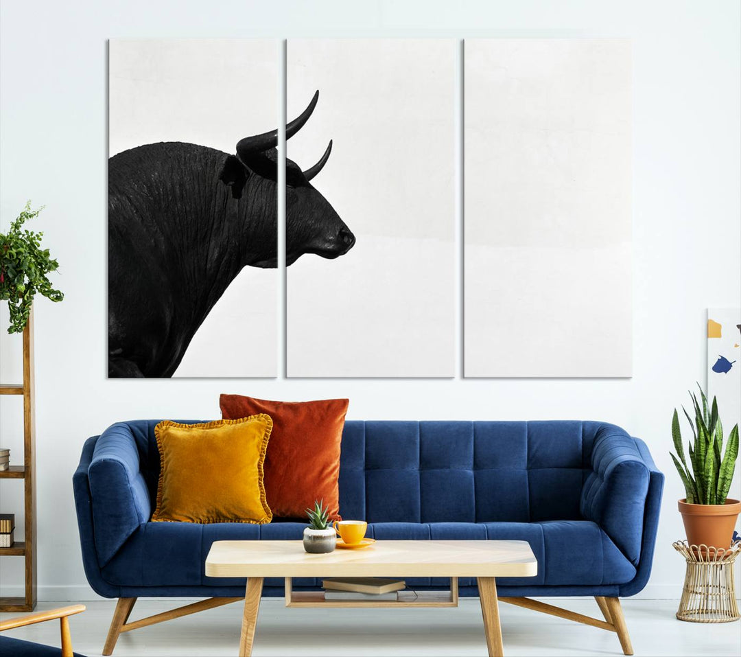 The Spanish Bull Wall Art Canvas Print is crafted on museum-quality canvases and is coated with UV-protective layers for lasting brilliance. It comes ready to hang, effortlessly enhancing your living space.