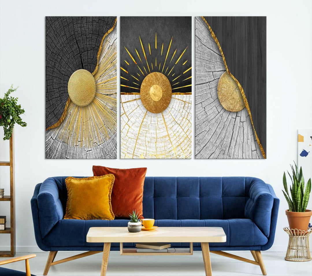 Minimal Style 3 Panel Abstract Wall Art Canvas Print 