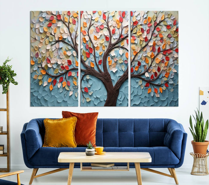 Impression sur toile d’art mural abstrait d’arbre et de feuille