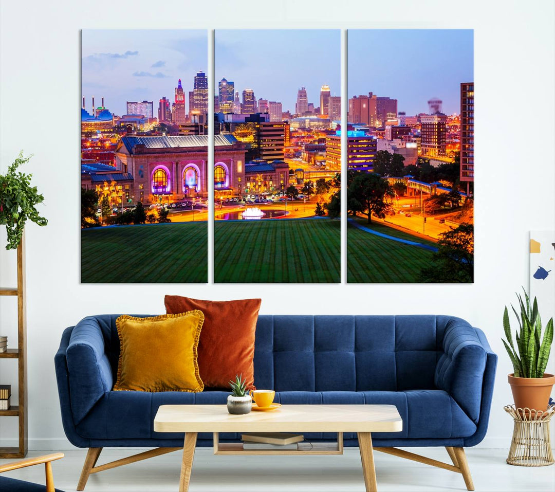 Impression sur toile de nuit de Kansas City, art mural et