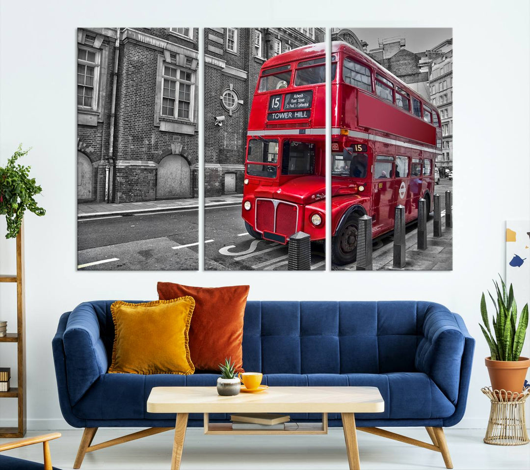 London Red Bus Wall Art, Red Telephone Club, London Night Canvas Print