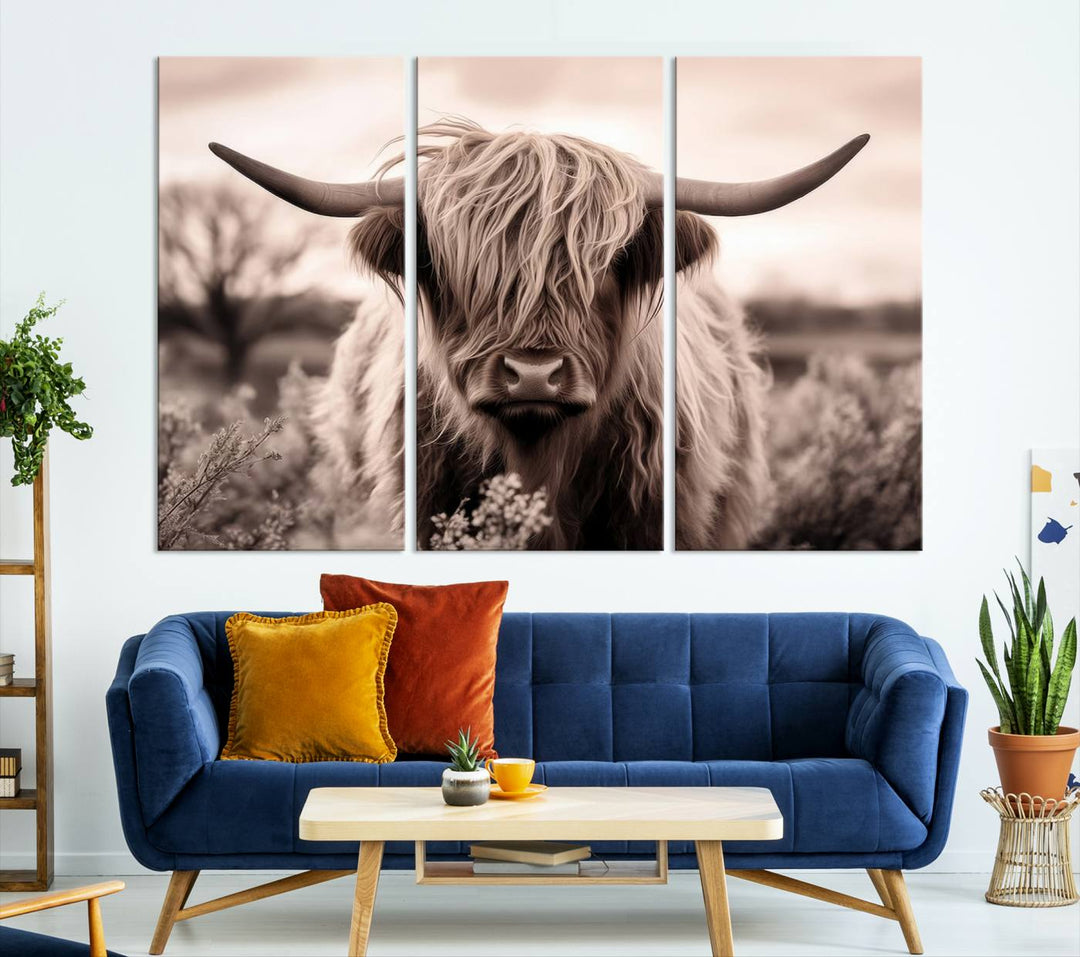 Scottish Cow Longhorn Wall Art Canvas Print.