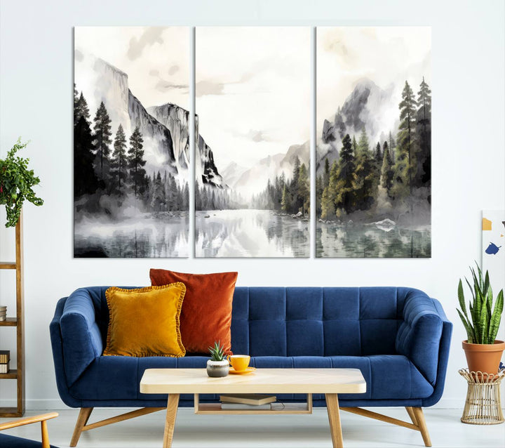 Yosemite National Park Watercolor Wall Art Canvas Print