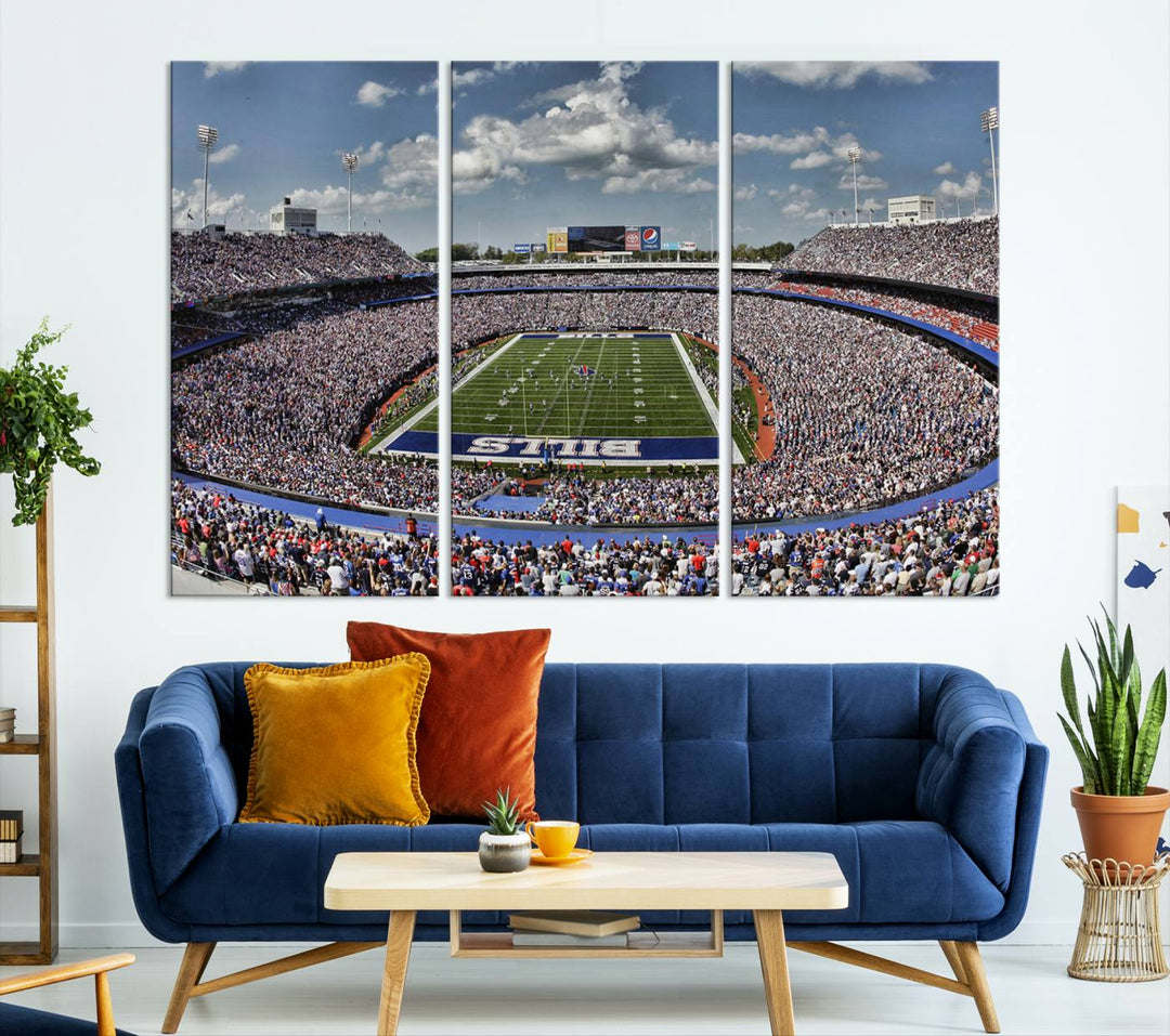 Buffalo Bills Football Team Print - Highmark Stadium Wall Art Canvas Print - Bills Stadium Game Day Triple Canvas Wall Art - Buffalo Bills NFL Match