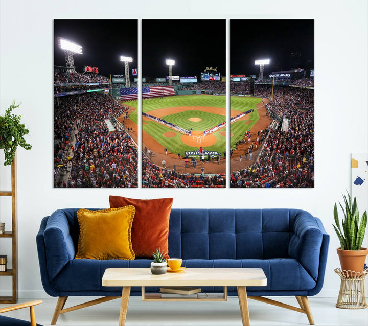 Fenway Park Postseason Triple Canvas Wall Art - Boston Red Sox Historic Game