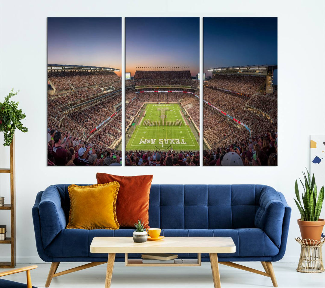 Texas A&M University Aggies Football Team Print - College Station Kyle Field Stadium Wall Art Canvas Print