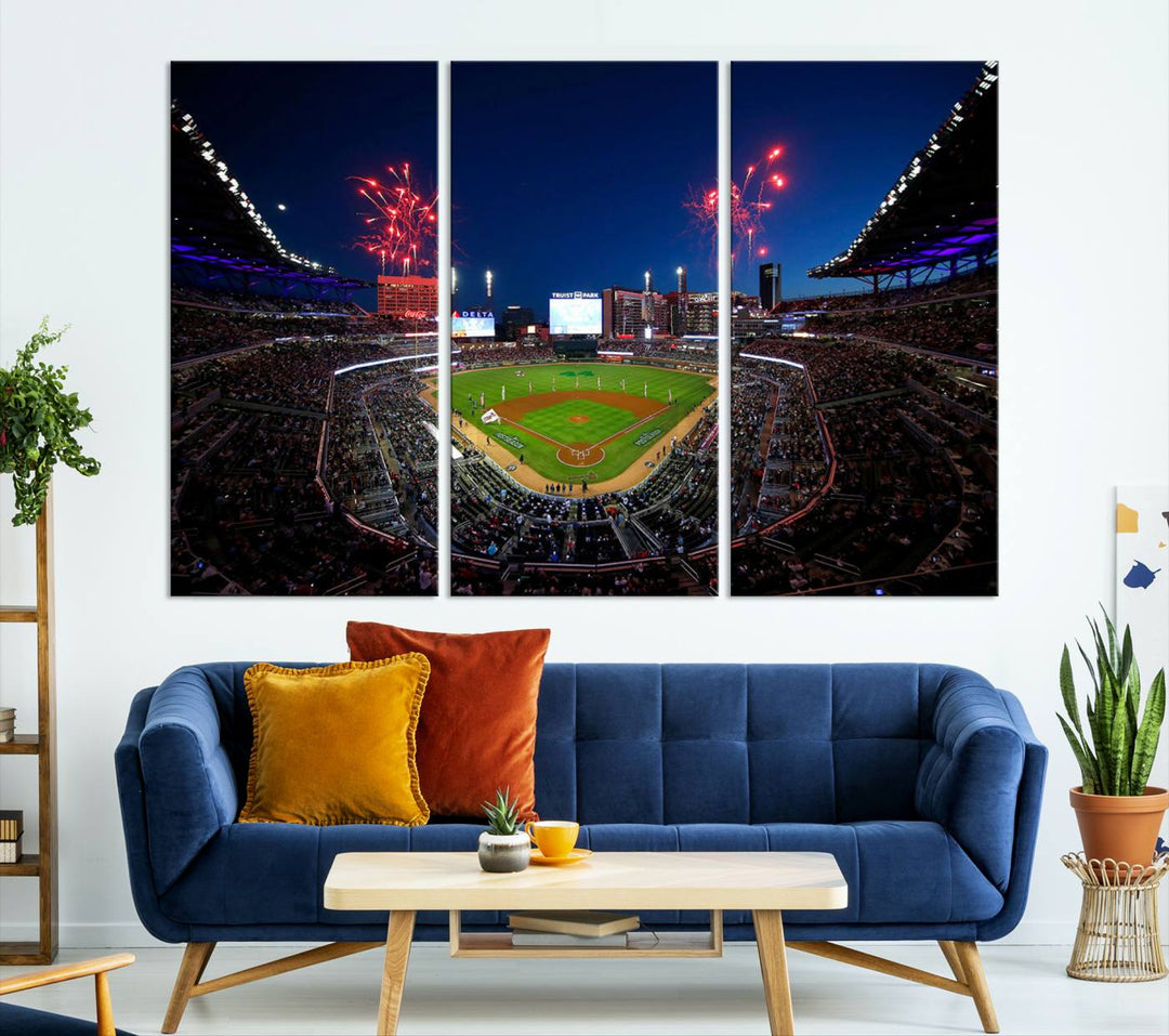 Atlanta Braves Baseball Team Print - Truist Park Stadium Wall Art Canvas Print