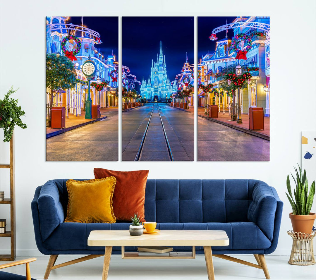 Castle Large Wall Art Disney Magic Kingdom Kids Room Decoration Disney World Christmas Home Decor Child gift - Framed Giclee and Ready to Hang