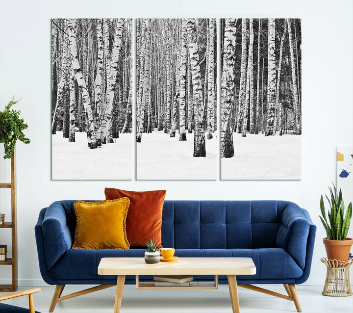 Wall Art Landscape Canvas Print Forest in Winter with Snowy Ground and Trees