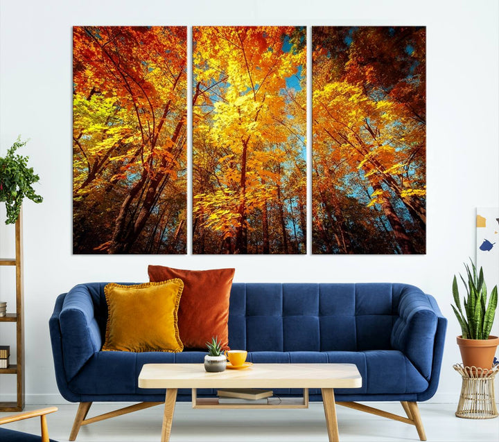 Forest View at Fall Wall Art Autumn Colors Landscape Canvas Print