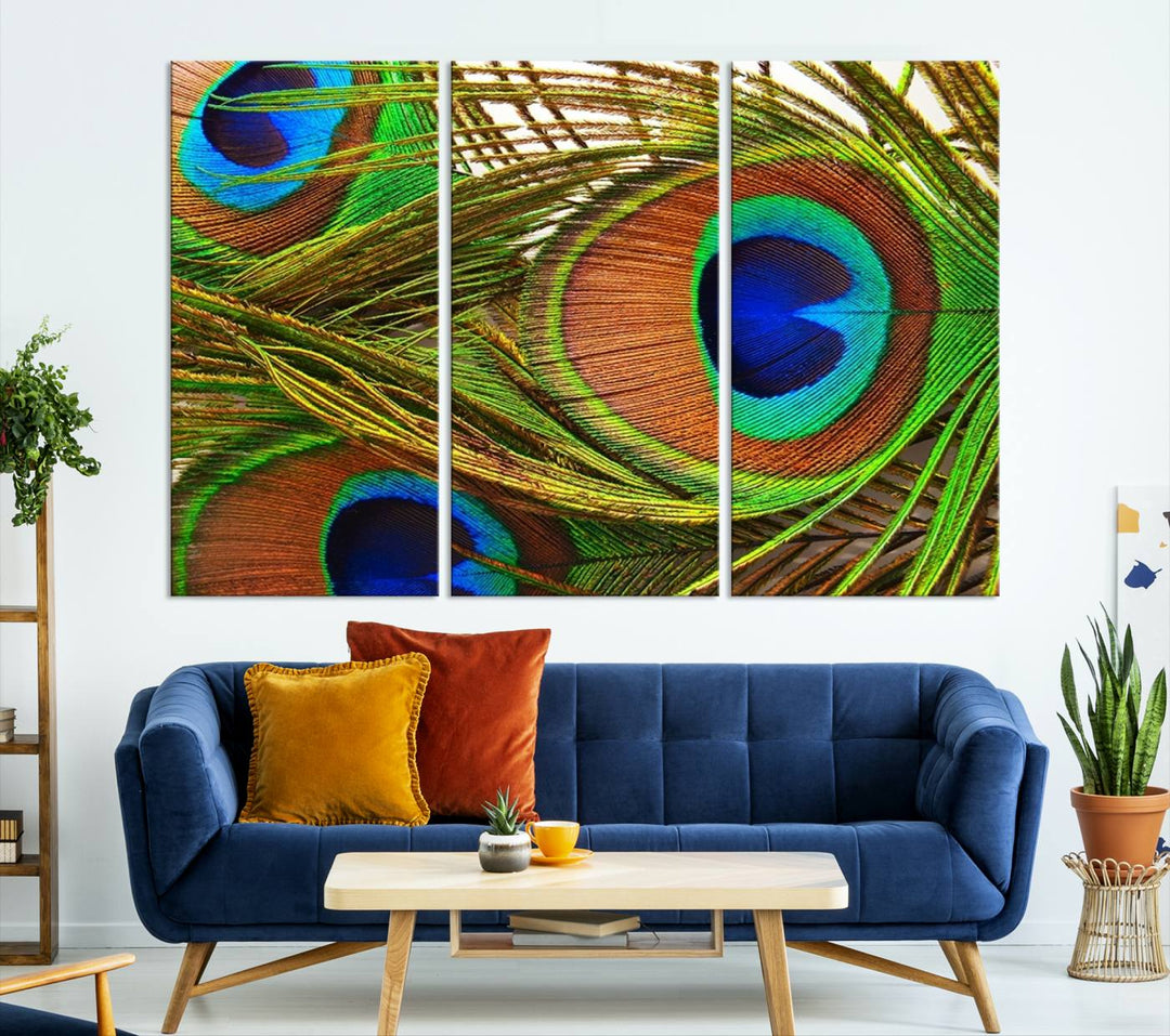 Wall Art Animal Canvas Print Triple Eyed Peacock Wing