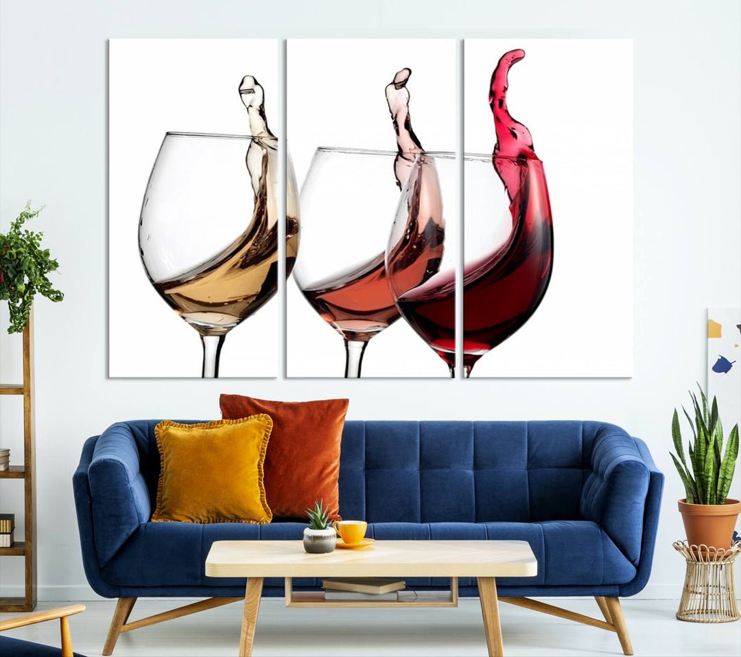 49896 - Lienzo decorativo para pared grande con vino abstracto en copas