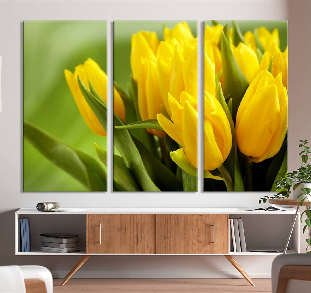 Art mural tulipes jaunes Impression sur toile