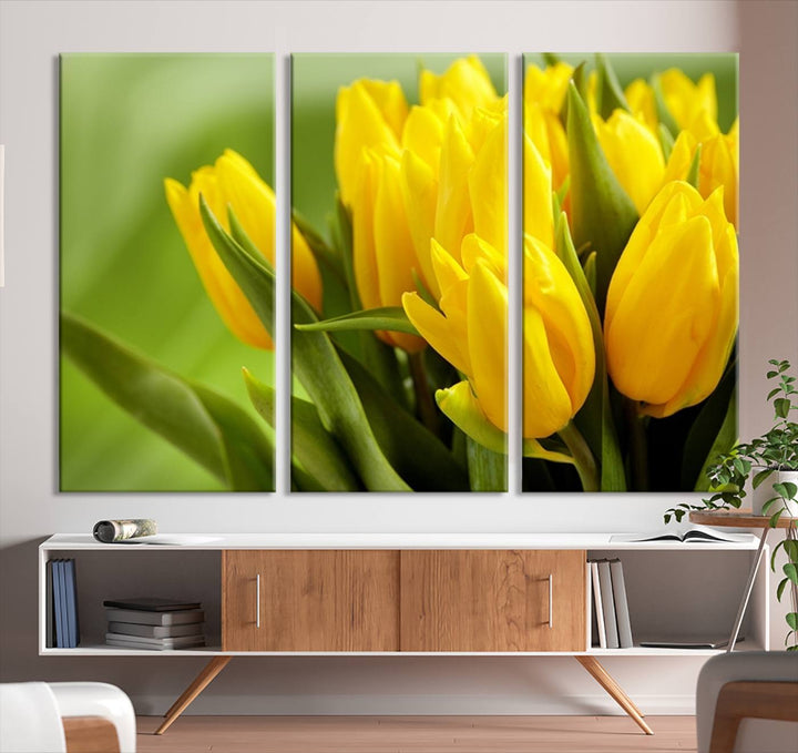 Wall Art Yellow Tulips Canvas Print