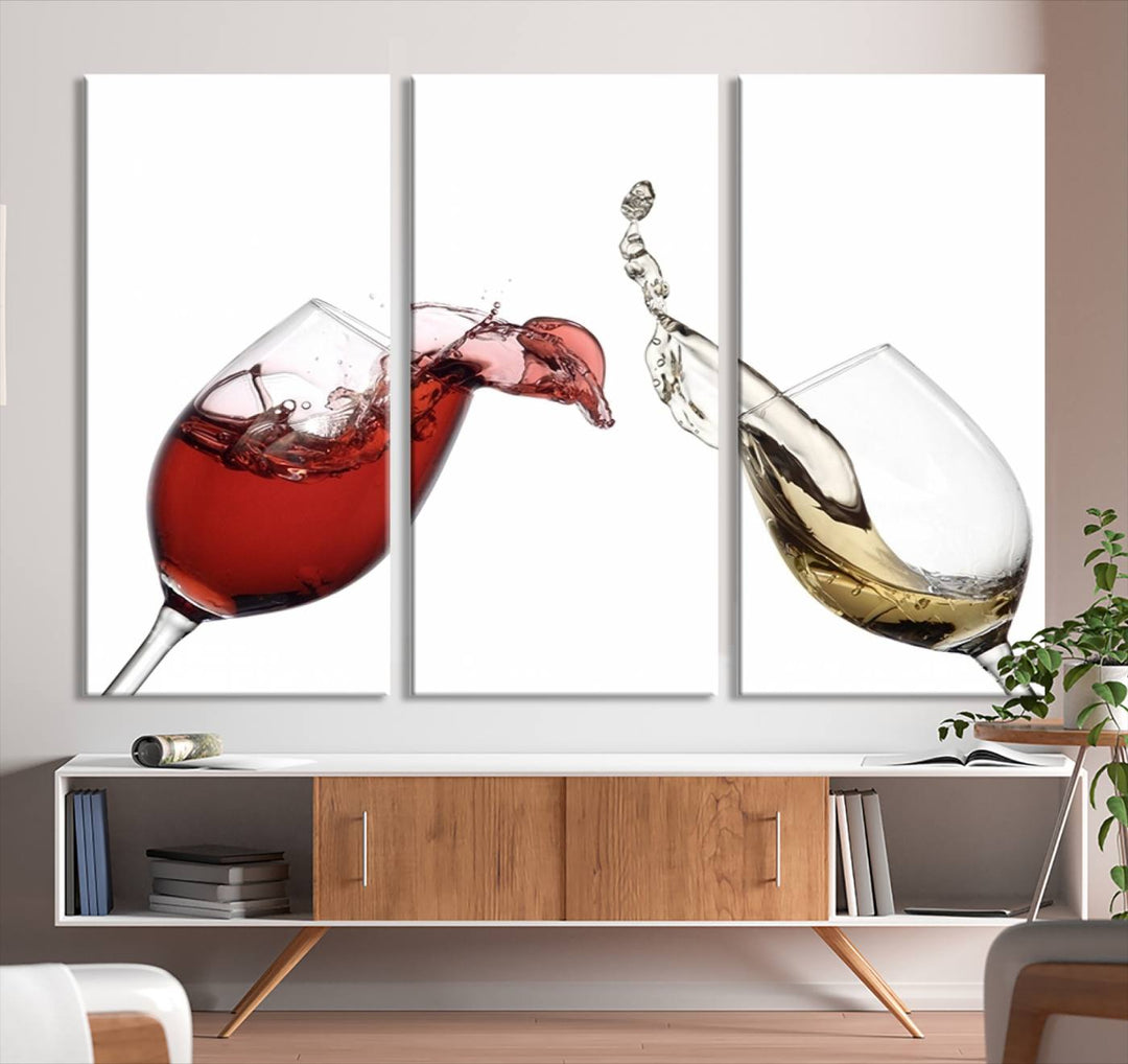 Red and White Wine in Glass Canvas Print