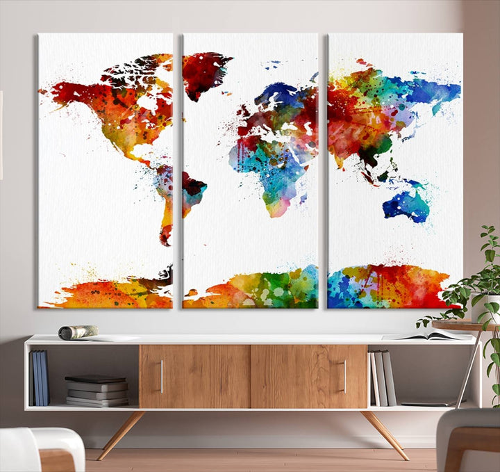 Watercolor World Map Canvas Print