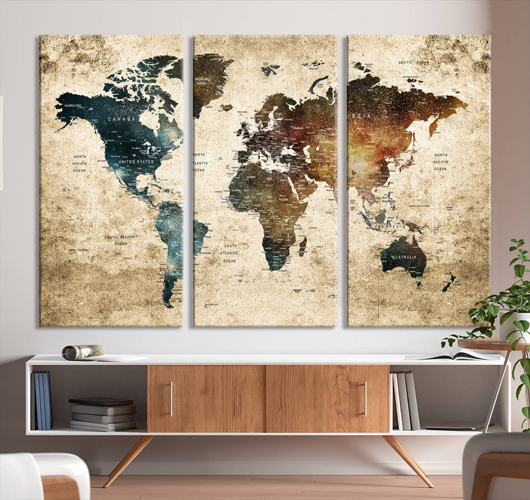 Carte du monde Impression sur toile