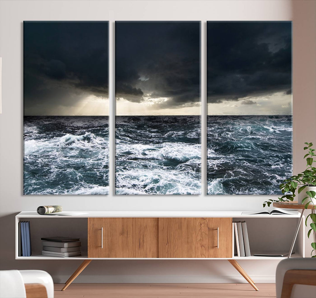 Ocean and Storm Canvas Art Print Hanging Great Print Ocean and