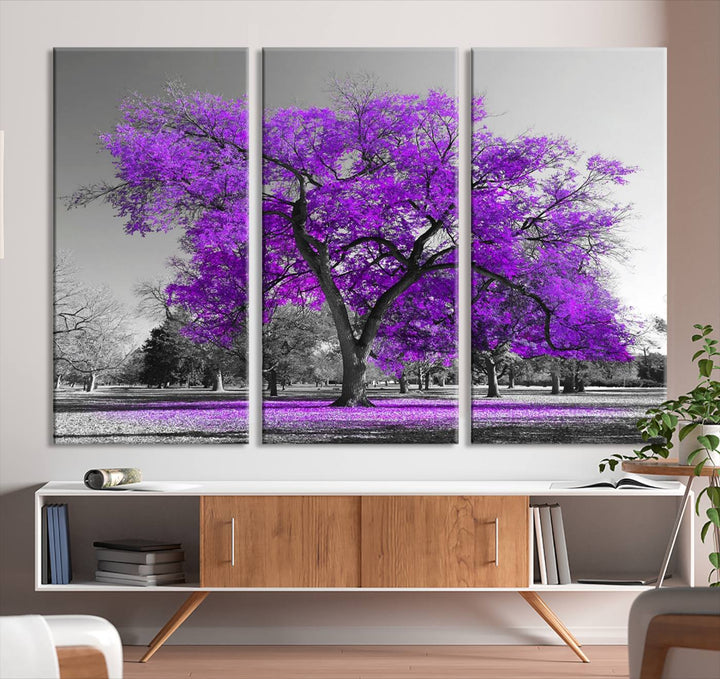 Art mural grand arbre violet Impression sur toile