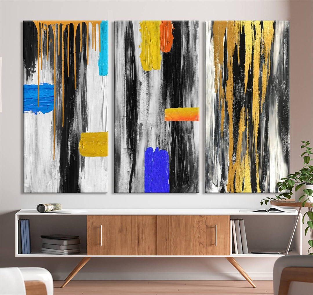 Arte de pared de lienzo de pintura abstracta colorida grande