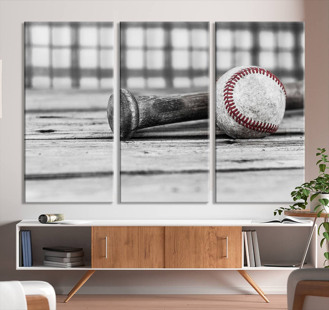 Impression d'art mural sur toile de baseball vintage