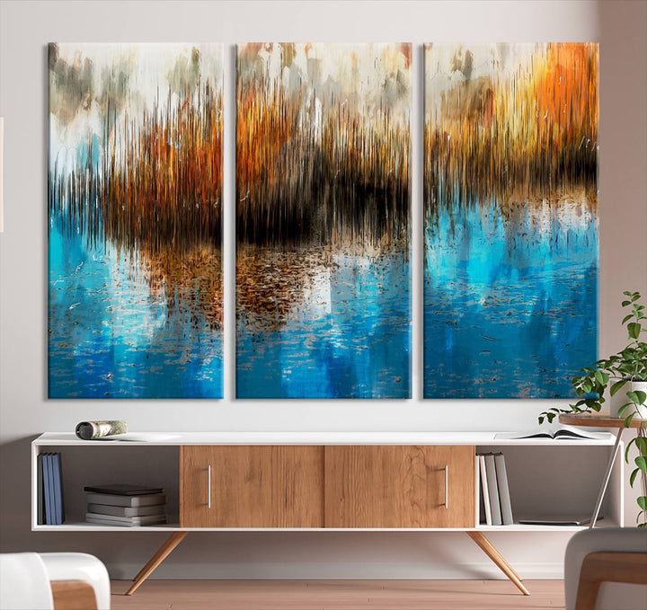 Restful Landscape Art Abstract Lake Canvas Print Wall Art