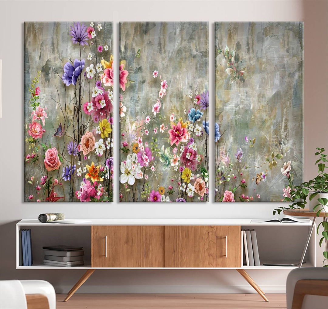 Cozy Flowers Painting on Canvas Wall Art Floral Canvas Print