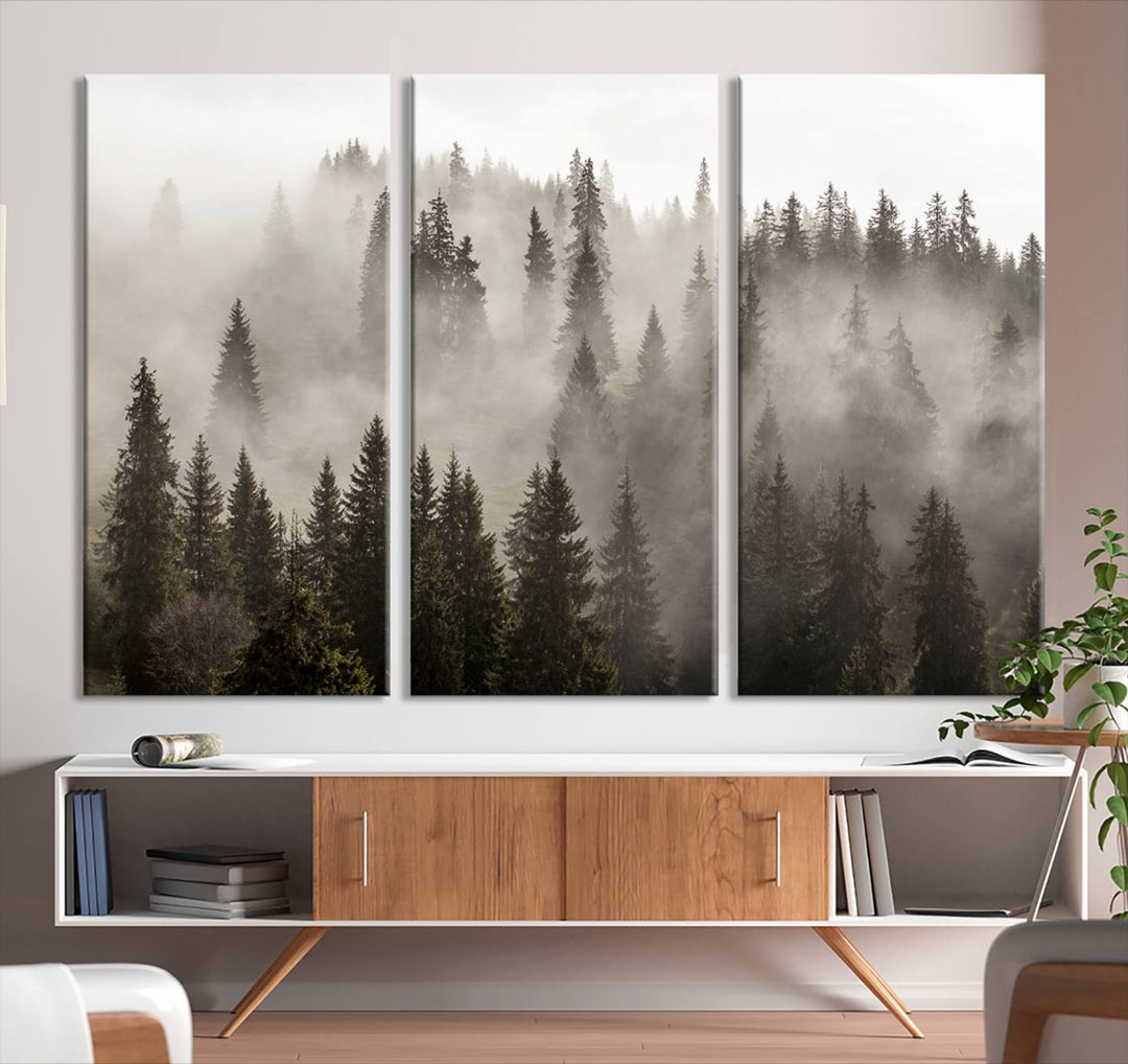 Foggy Forest Wall Art Canvas Print