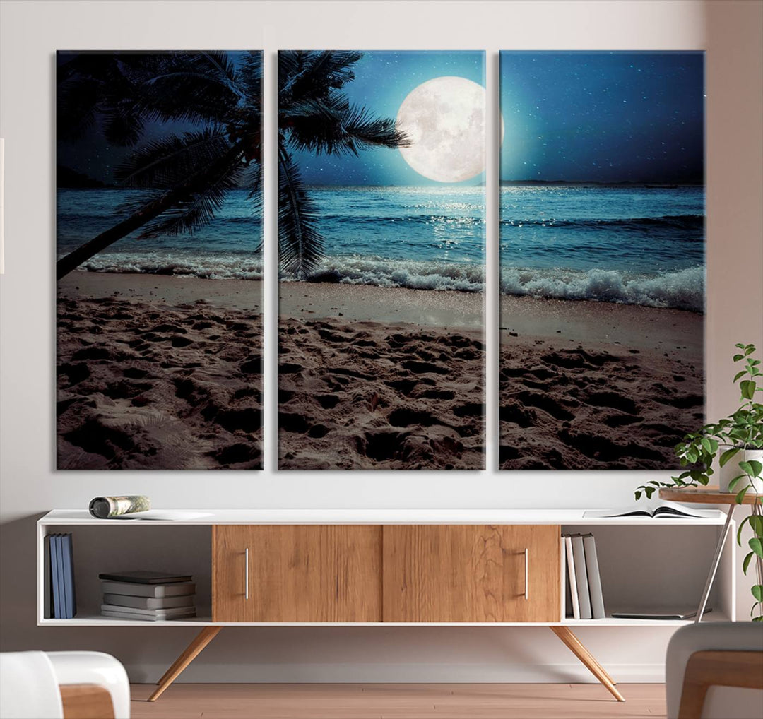 Moonglade Coastal Palm Tree Wall Art Canvas Print