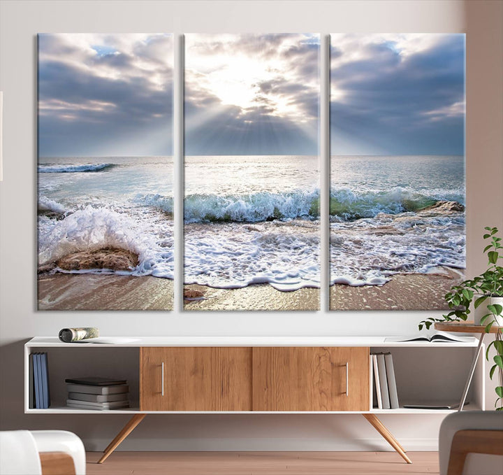 Sunset At The Beach Wall Art Canvas Print 