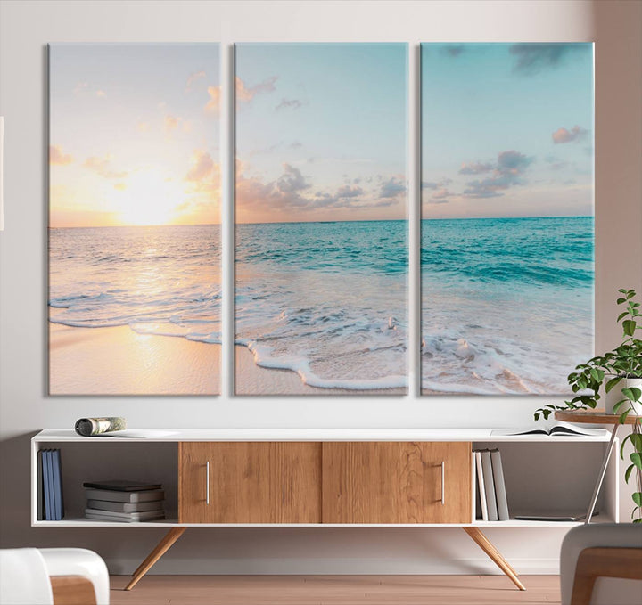 Arte de la pared de Sunset Beach Art Ocean Vibes Lienzo