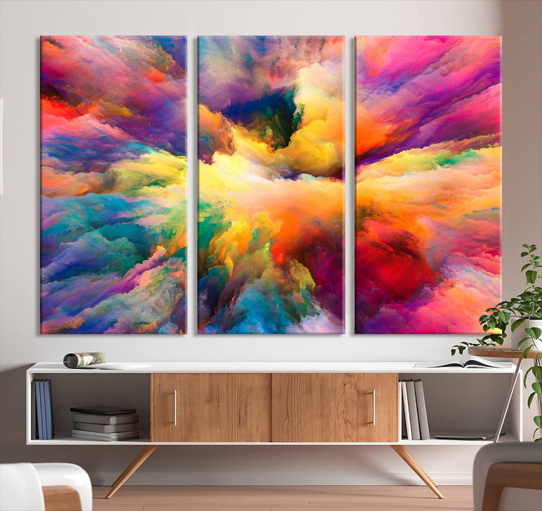 Art mural en forme de nuage de couleurs vibrantes flamboyantes Impression sur toile