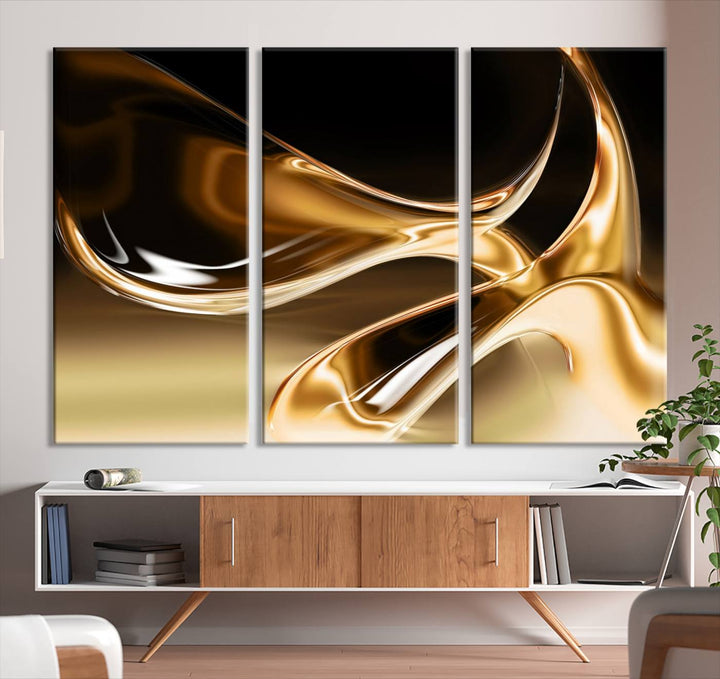 Liquid Glittered Luxury Gold Canvas Wall Art Print