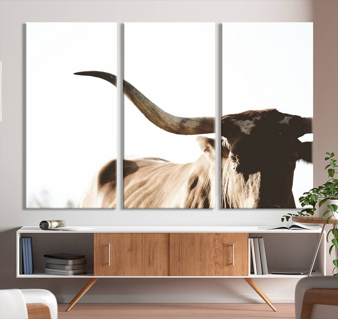 Lienzo decorativo para pared con cuerno grande de vaca de Texas